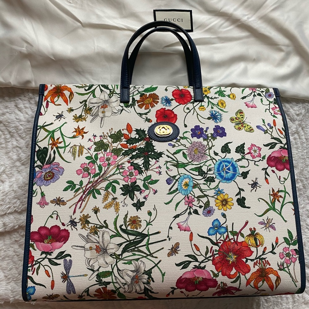 Authentic Gucci large flower tote
